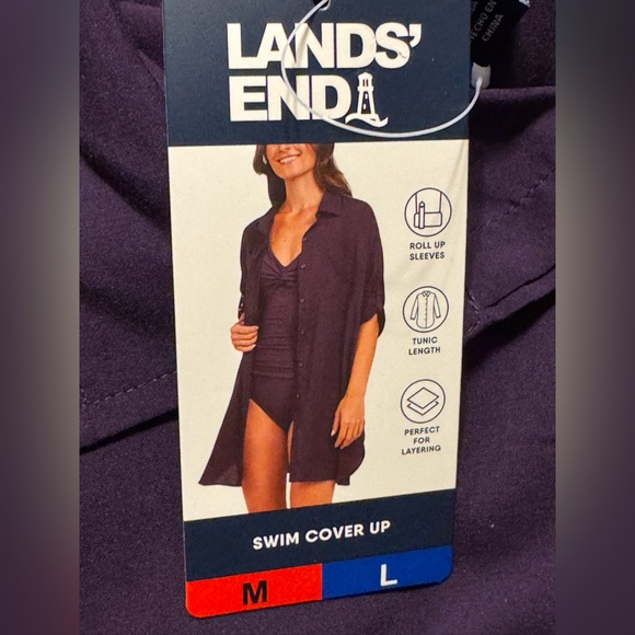 Lands End Tunic Length Swim Cover Up M/L - Picture 8 of 11